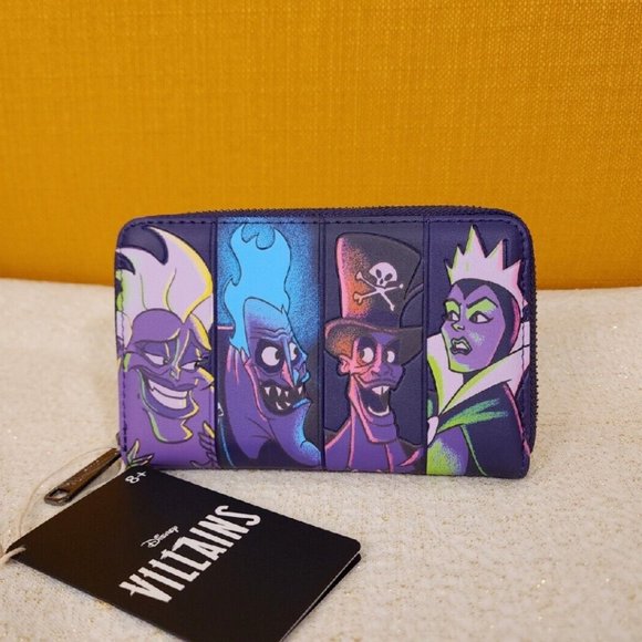 Loungefly Disney Villains In The Dark Zip Around Wallet Ursula Evil Queen NEW - Picture 2 of 14